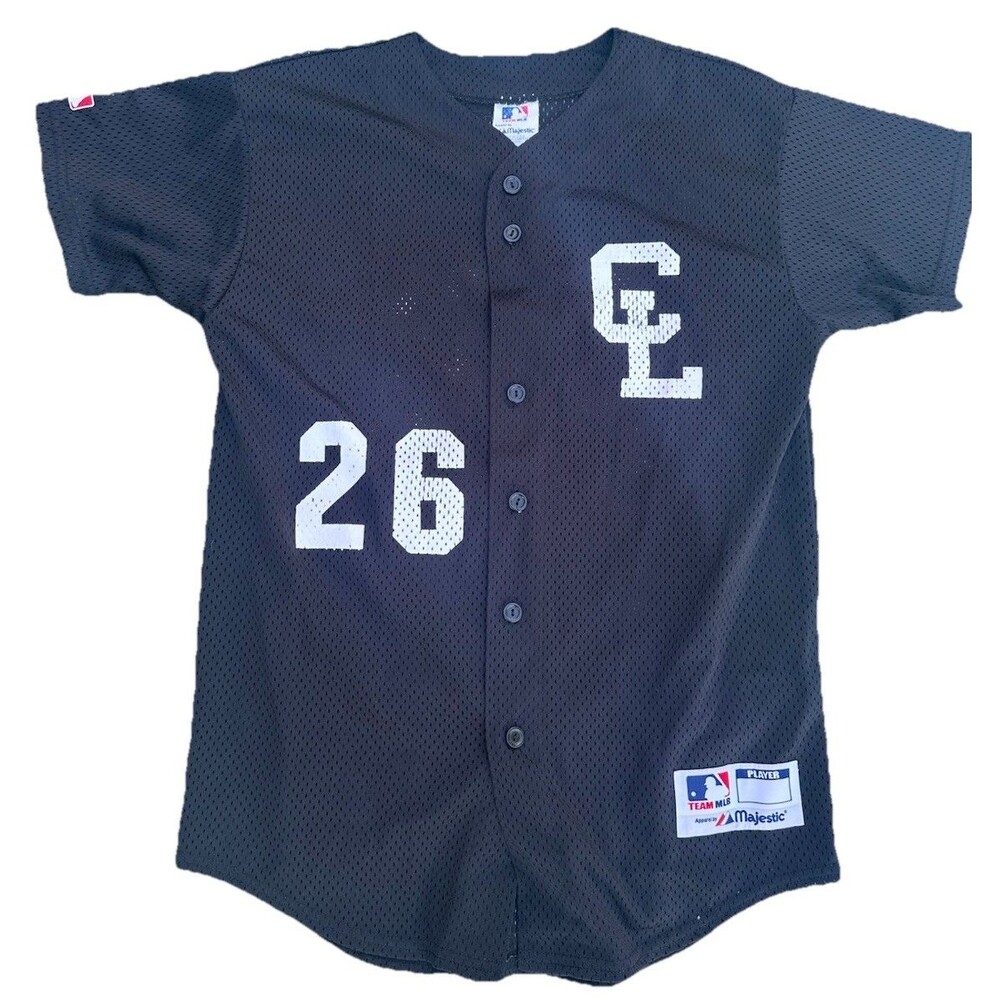 Majestic Team MLB Youth XL 18-20 Baseball Jersey #26 Black Mesh Button Front
